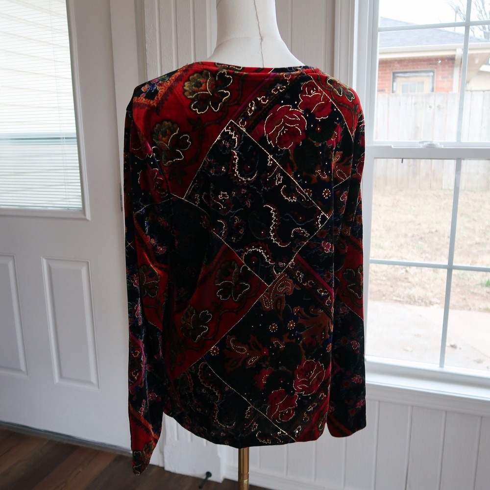 Womens Velvet Patchwork Top M Patchwork Whimsigot… - image 4